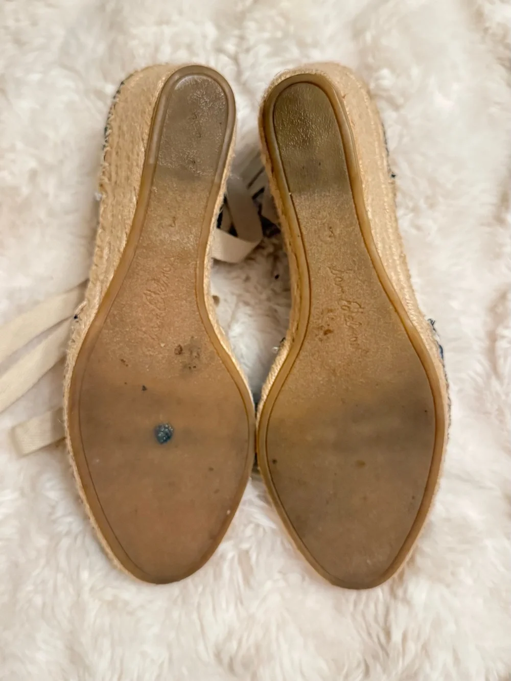Sam Edelman Patsy Espadrille Lace-Up Wrap around wedge size 8 Fabric & Leather
